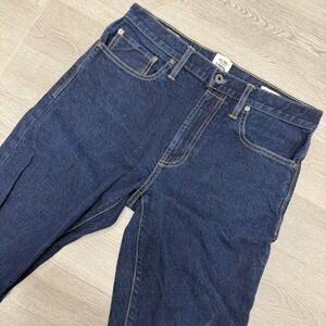 Flint & Tinder 365 Jeans Mens 31x33 Slim Blue White Oak Cone Denim Dark Wash